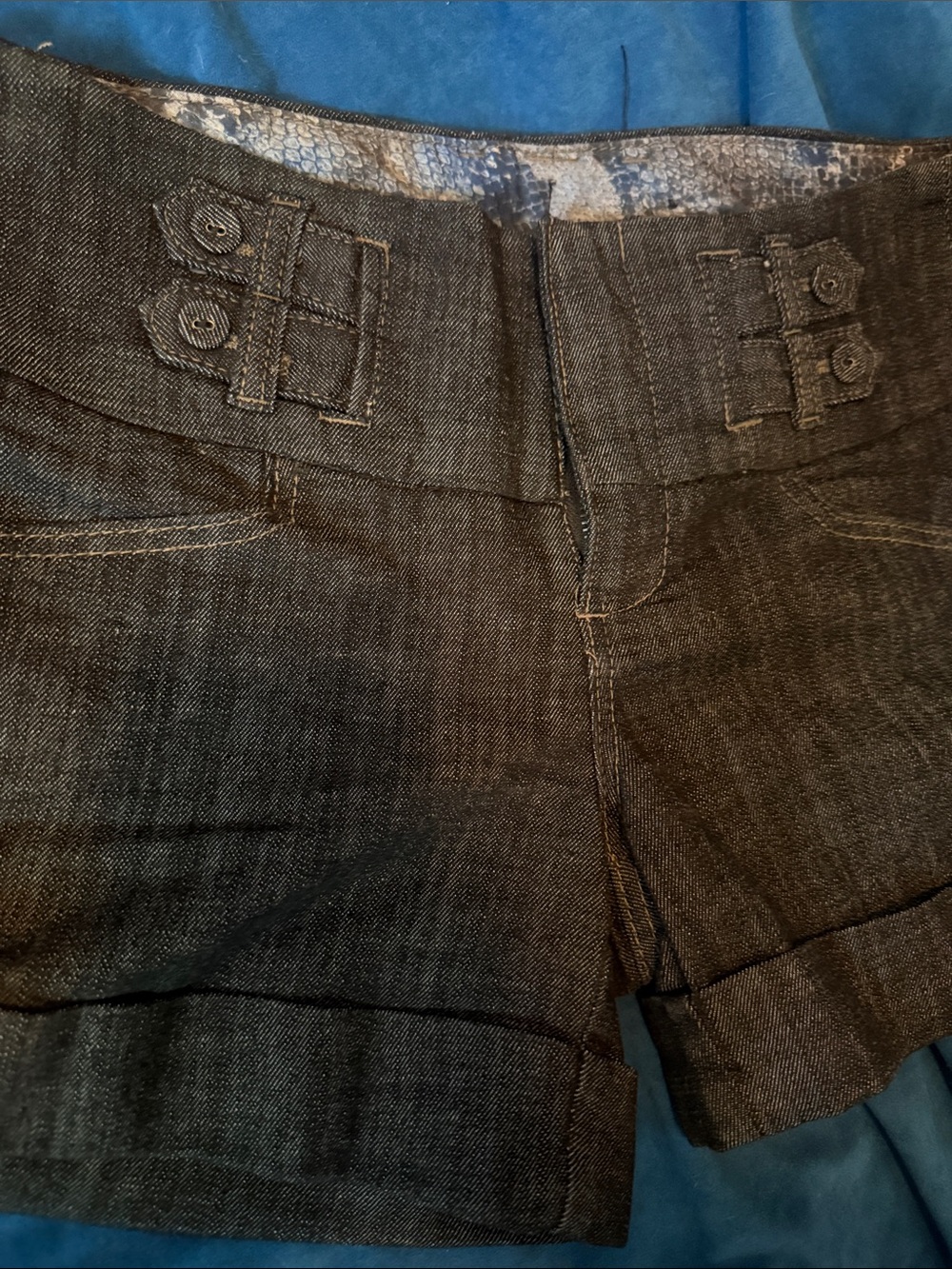 Kismet size 8 Dark Gray Denim Cuffed Jean Shorts with Double Button Detail